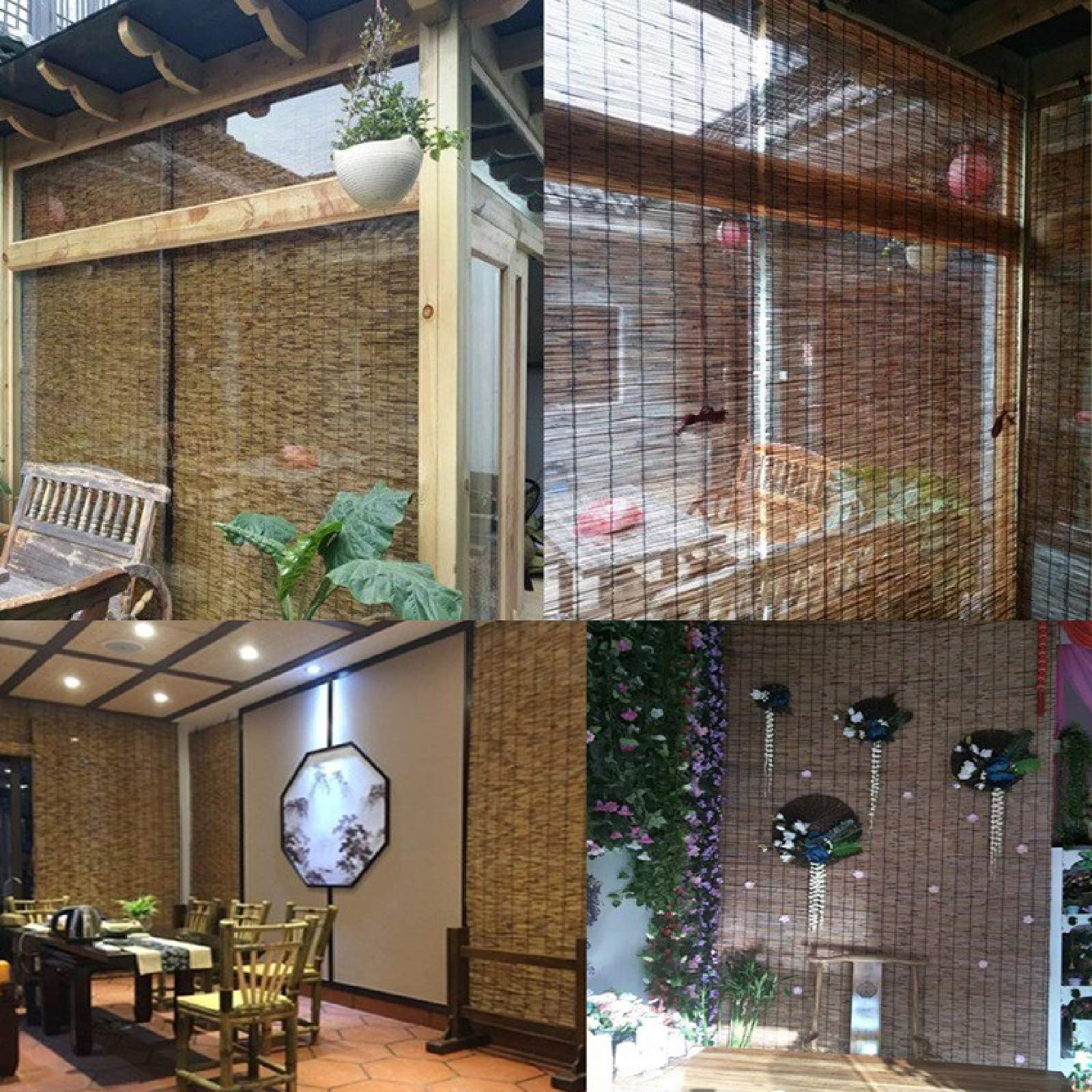 Rideau de Paille,Store en Bambou Exterieur,Store Enrouleur Bambou,Tissés à La Main,Décoration Rétro,Respirant,Store Anti-Regard (150 * 180cm/59 * 71in)