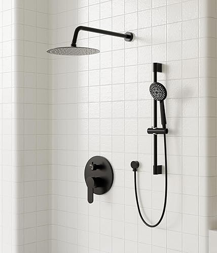 Miniatura 2 de Gabrylly Sistema de ducha, juego de grifo de ducha de barra deslizante completo con cabezal de ducha de lluvia de alta presión de 8 pulgadas y juego