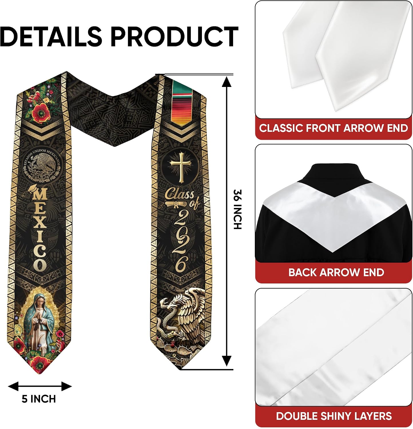 Estolas De Graduacion, Mexican American Stole, Class Of 2026, Mexican Graduation Sash