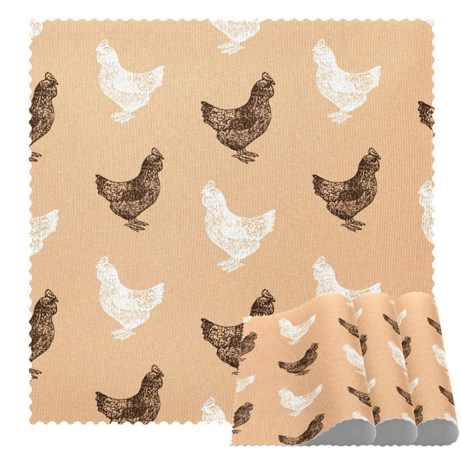 Sets de table poules noir et blanc lot de 4 carrés 30,5 cm antidérapants et thermorésistants