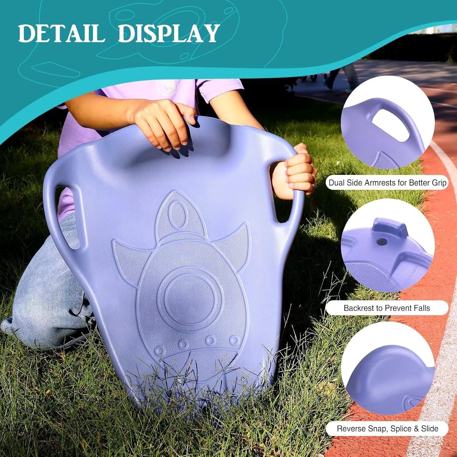 Scooter Board with Handles, Floor Scooters for Kids, Indoor Scooter Board for Kids Ages 3+, Roller Board with Silent Casters, Blue Gym Scooter, PE Equipment for Elementary School, Durable PE Scooters