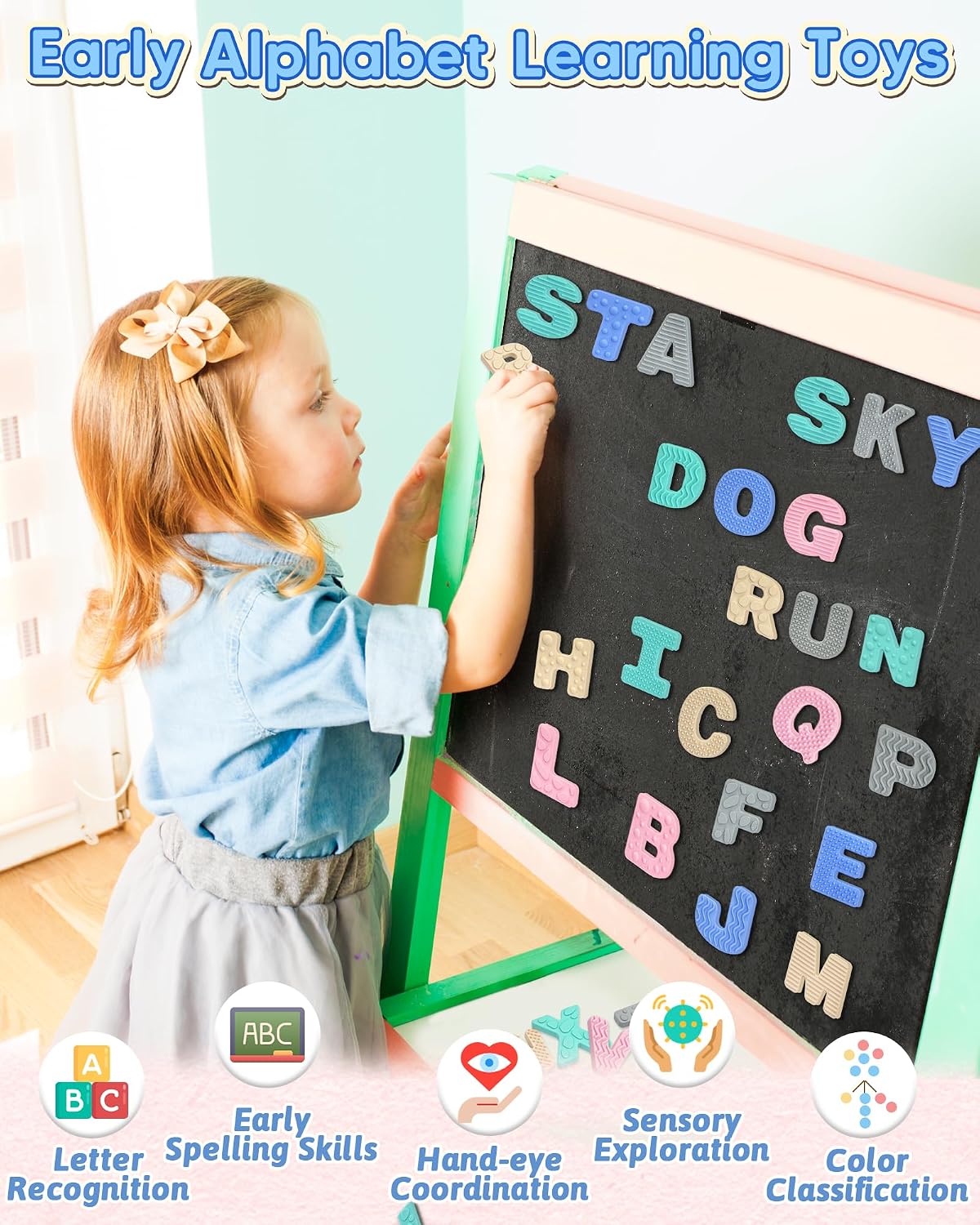 Silicone Magnetic Alphabet Letters, Cute ABC Fridge Magnets for Toddler Kid | Alphabet Refrigerator Magnets, Toddler Sensory Toys, Educational Learning Toys, Boys Girls Birthday Gifts