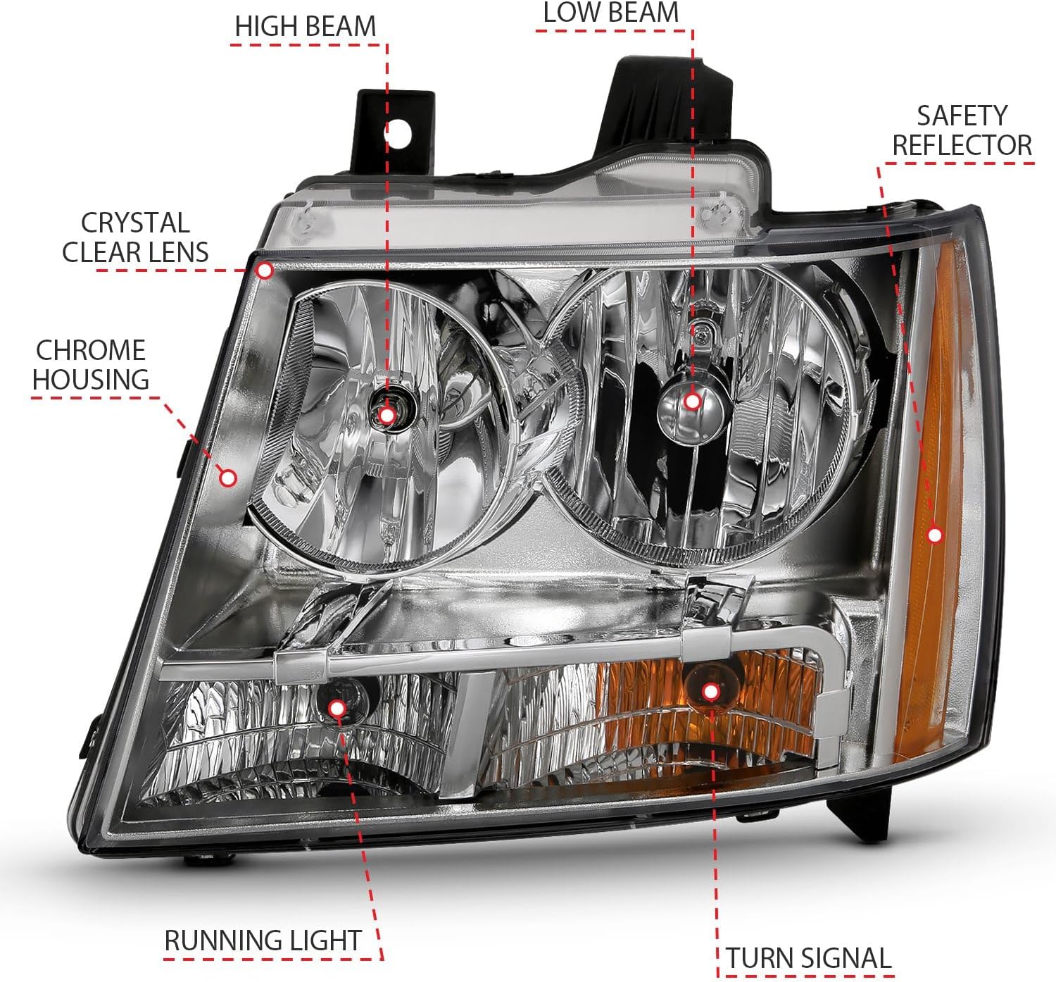 ANZO USA 111475 Crystal Headlights fits Chevrolet Tahoe Clear