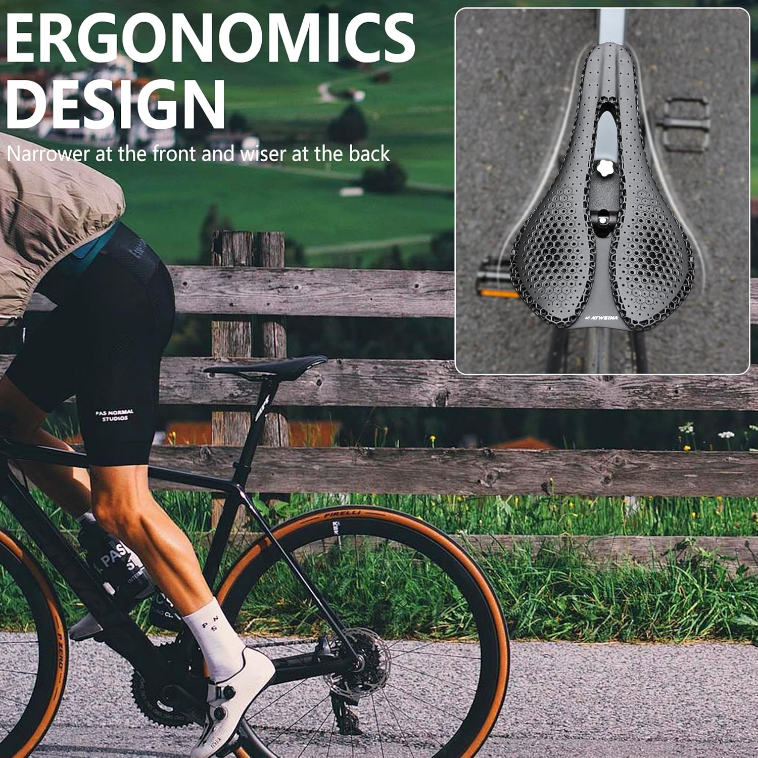 Carbon Fiber Bike Seat Cushion, 3D Printed Bike Saddle, Comfortable Bicycle Seat for Men and Women, Shock Absorbing and Breathable Bicycle Saddle for MTB BMX XC Gravel Bikes Road Bikes