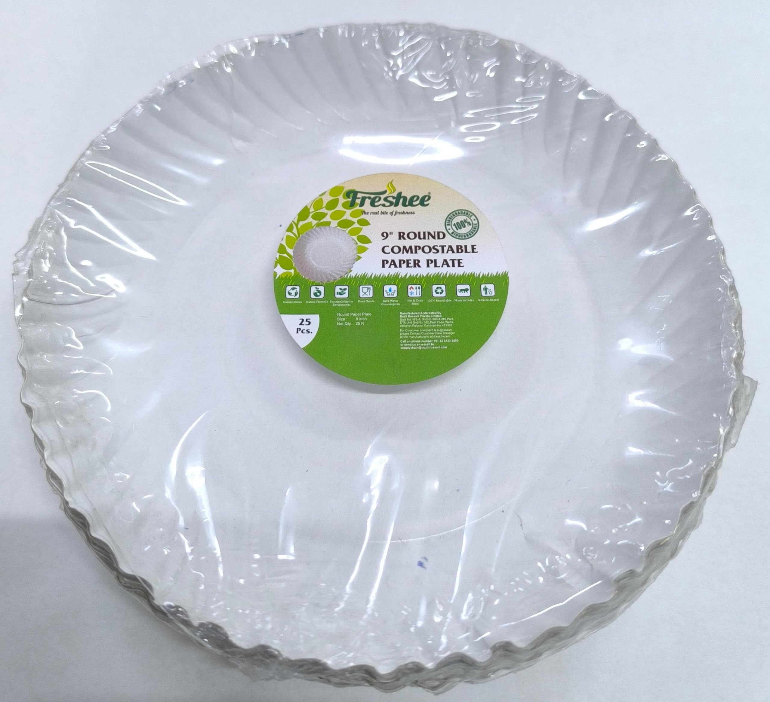 Freshee Paper Plates - 25 Pack, Compostable & Durable -9 Freshee Paper Plates - 25 Pack, Compostable & Durable -9