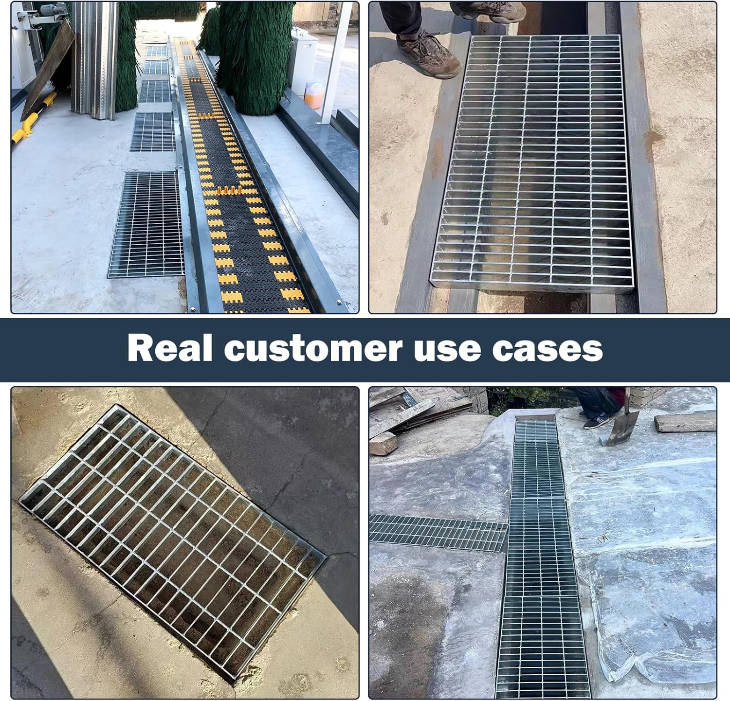 Galvanized Steel Driveway Trench Drain Grate, 36 * 6in Metal Channel Drain Grate,Heavy Duty B125 Class Channel Drainage Cover for Garage,Factory Parking Lot Commercial Concrete Floor.