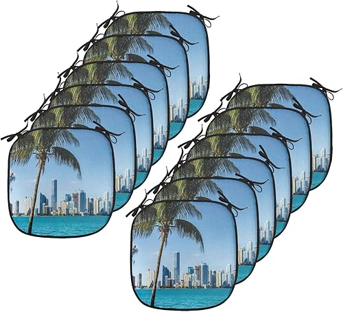 Miniatura 175 de Lunarable Cojín retro para silla, dibujo de chica a la moda en tierra primavera campo margaritas arte, acolchado de asiento para cocina y patio con