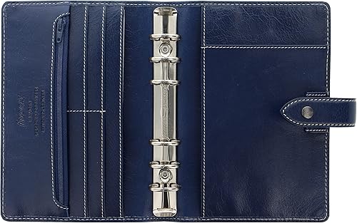 Miniatura 3 de Filofax Malden - Organizador de tamaño personal, color azul marino, táctil, cuero de búfalo de grano completo, seis anillos, con calendario semanal