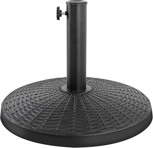 NUU GARDEN Base redonda para sombrilla de patio, base de sombrilla pesada con perilla giratoria a mano, para jardín, patio trasero, junto a la