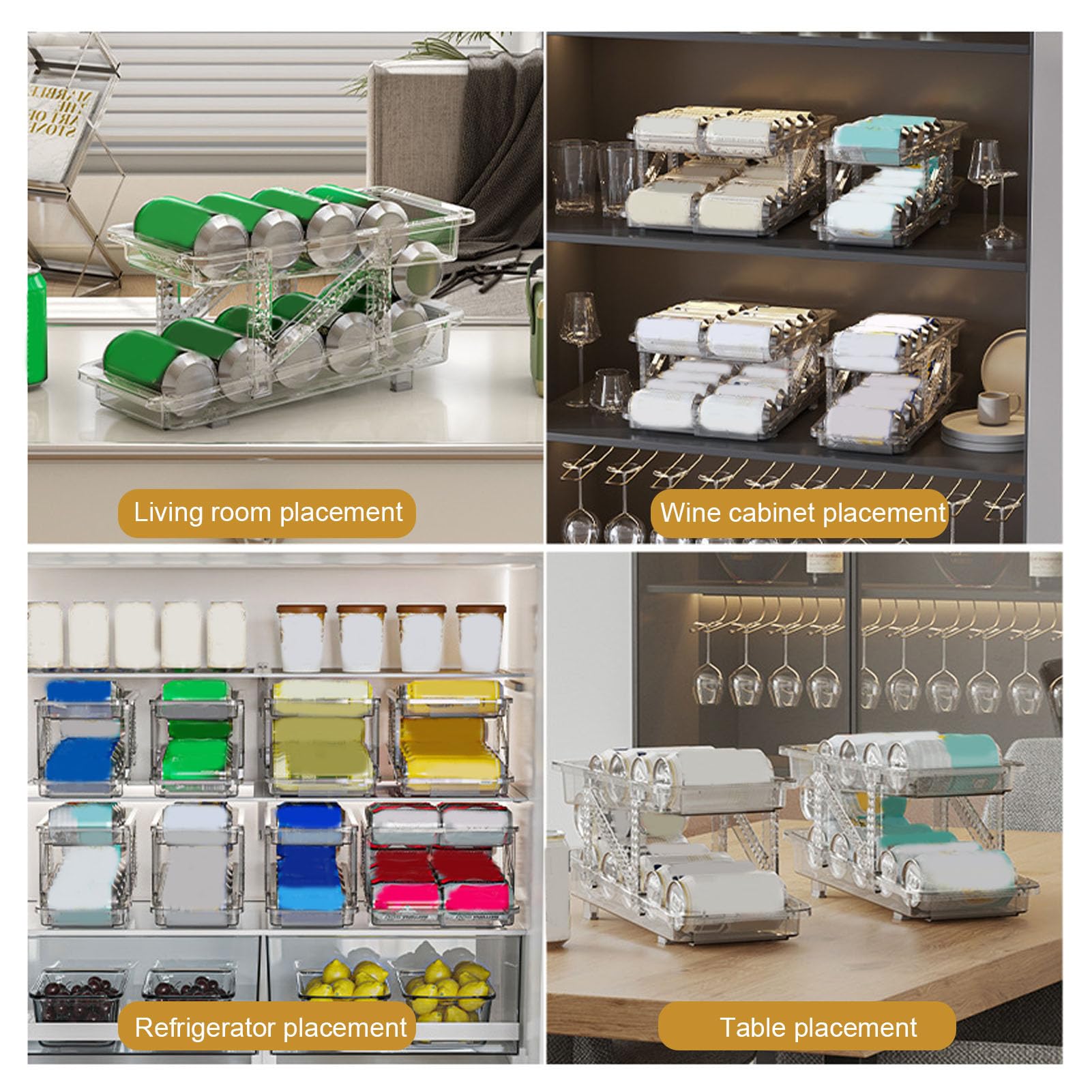Organizador de Latas de Soda con Ruedas para Refrigerador, Dispensador Automático de Latas de Ancho Ajustable para 10 Latas Estándar, Contenedores Organizadores Nevera para Cocina