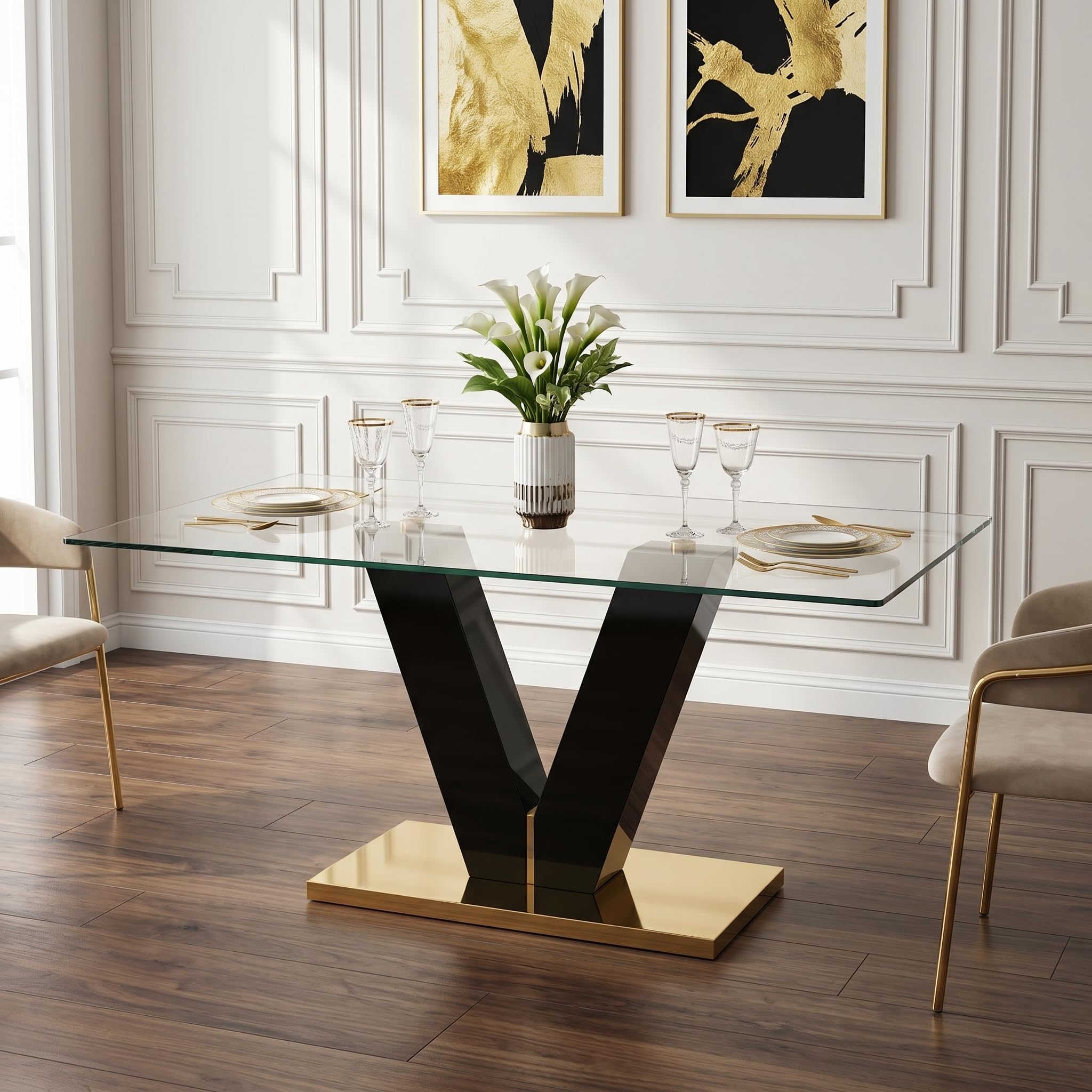 BAOPIN 71-inch Glass Table