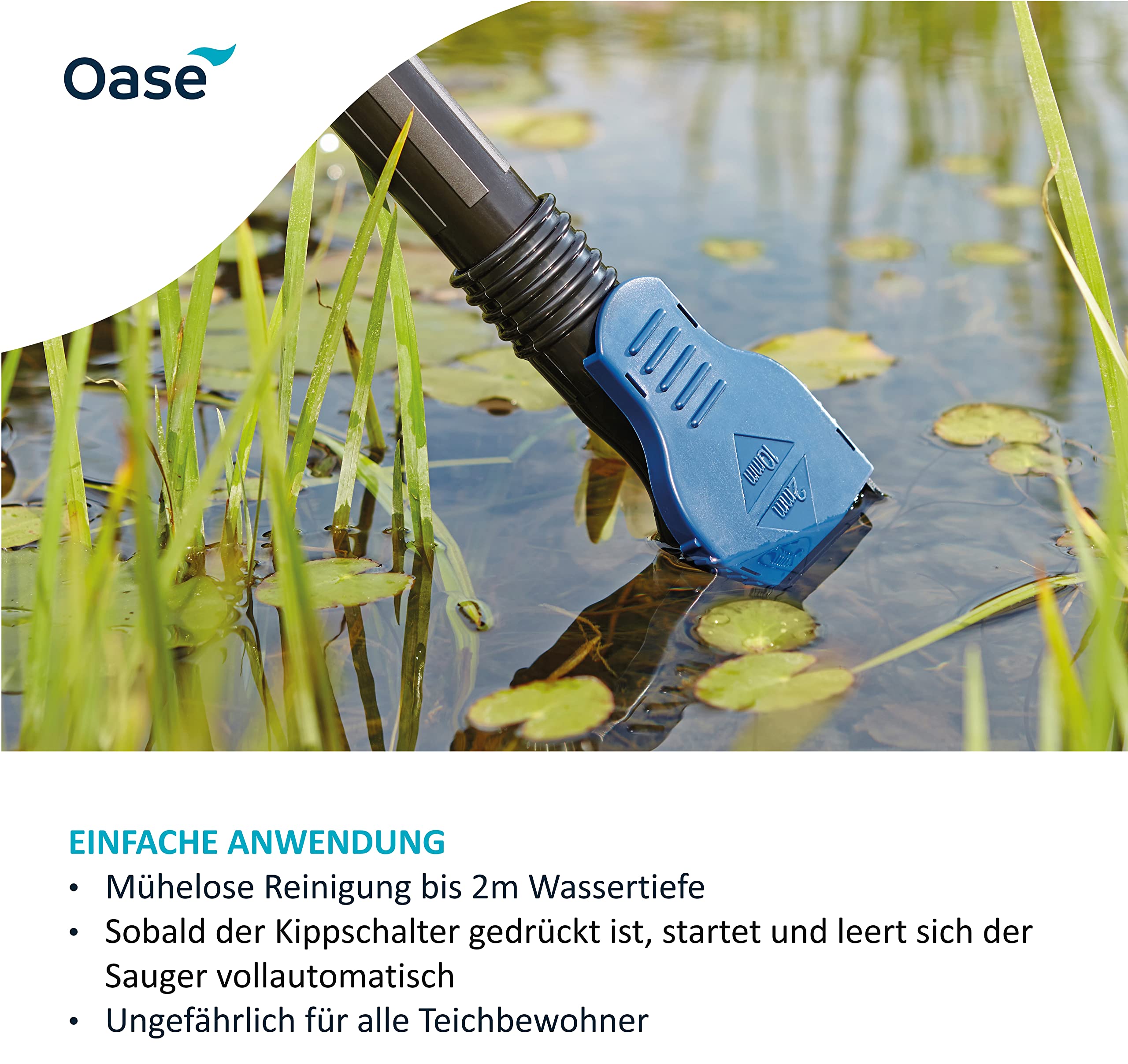 Oase 50529 PondoVac Classic, 1400 W, 3000 l/h - Teichschlammsauger, Reinigung und Wasseraufbereitung inkl. 4 Saugdüsen für für Teiche aller Art und Haushalt