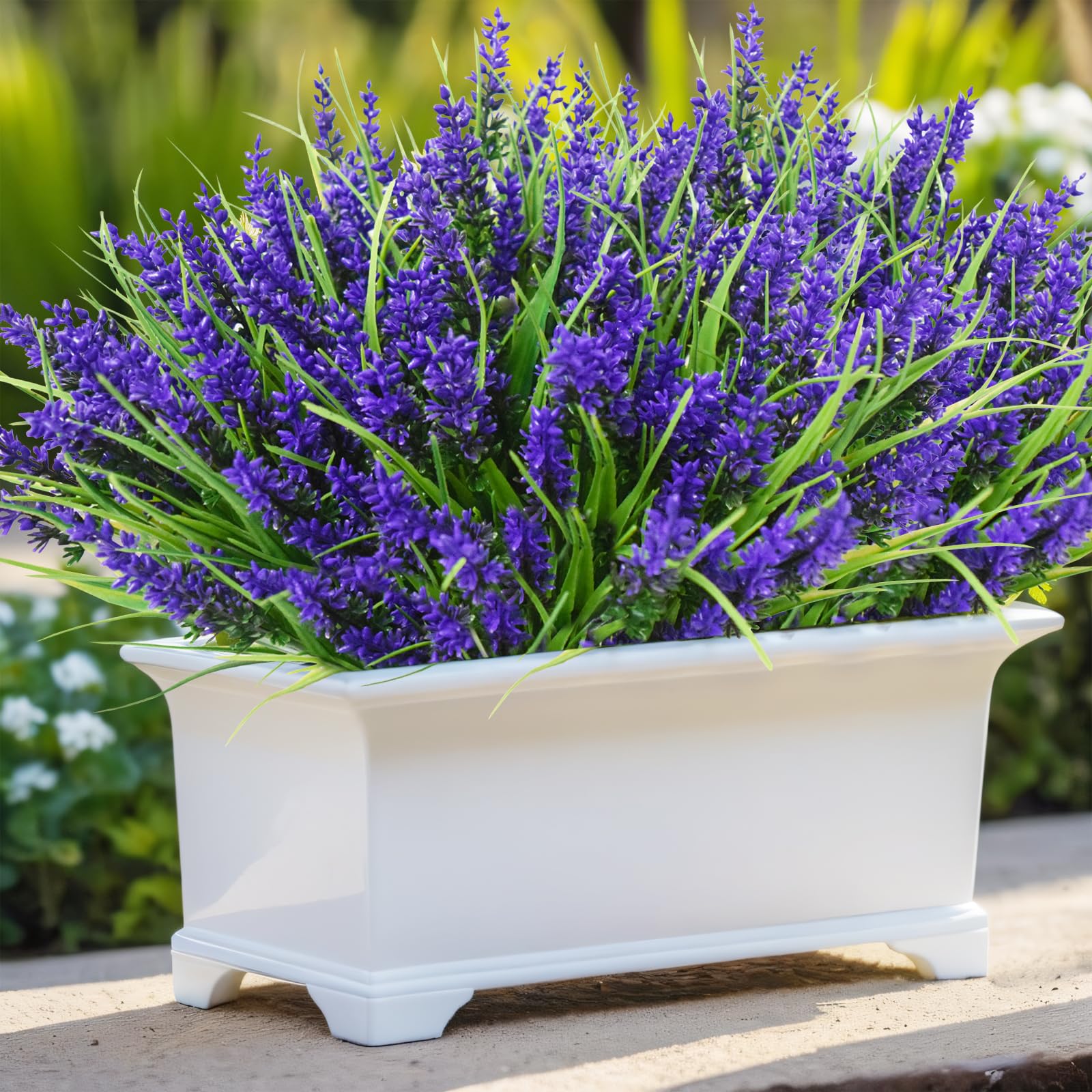 Kinisty 12 Bündel Kunstblumen wie Echt Künstliche Blumen Lavendel Outdoor Wetterfest Balkonpflanzen Frühling Plastikblumen Blumenstrauß für Draußen Balkonkasten Balkon Garten Deko