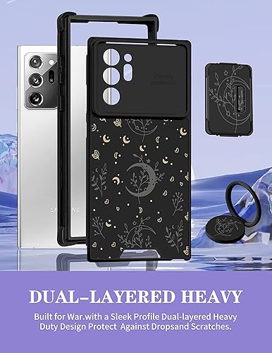 Miniatura 5 de Goocrux Funda 2 en 1 para Samsung Galaxy Note 20 Ultra, diseño de plantas de luna, para mujeres y niñas, diseño de flores, corazón, estrellas,