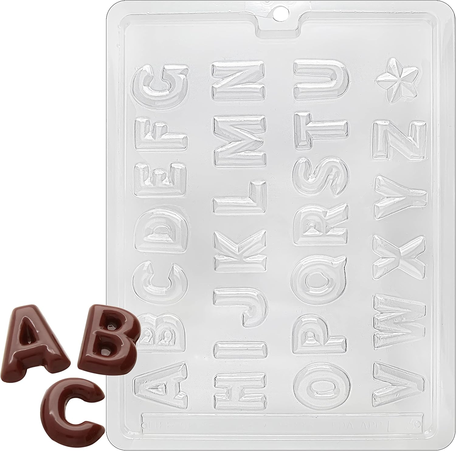CybrTrayd Chocolate Candy Mold – Alphabet Letters – 27 Cavities 1-1/4” x 1/8” – For Candy, Cookies, Chocolate, Soap & Plaster – Includes Instructions
