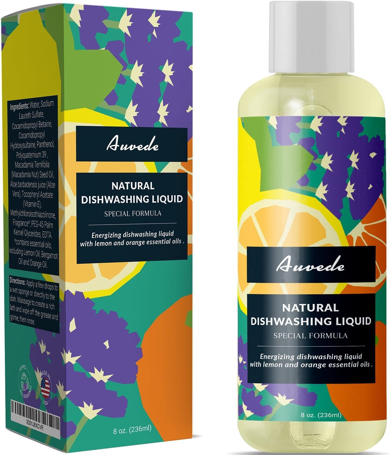 Dish Soap for Grease Kitchen Dishwashing Liquid Natural Gentle Hand Soap Sulfate Free Antibacterial Non Toxic Hypoallergenic Eco Friendly Cleaner With Aromatherapy Pure Lemon Orange Essential Oil