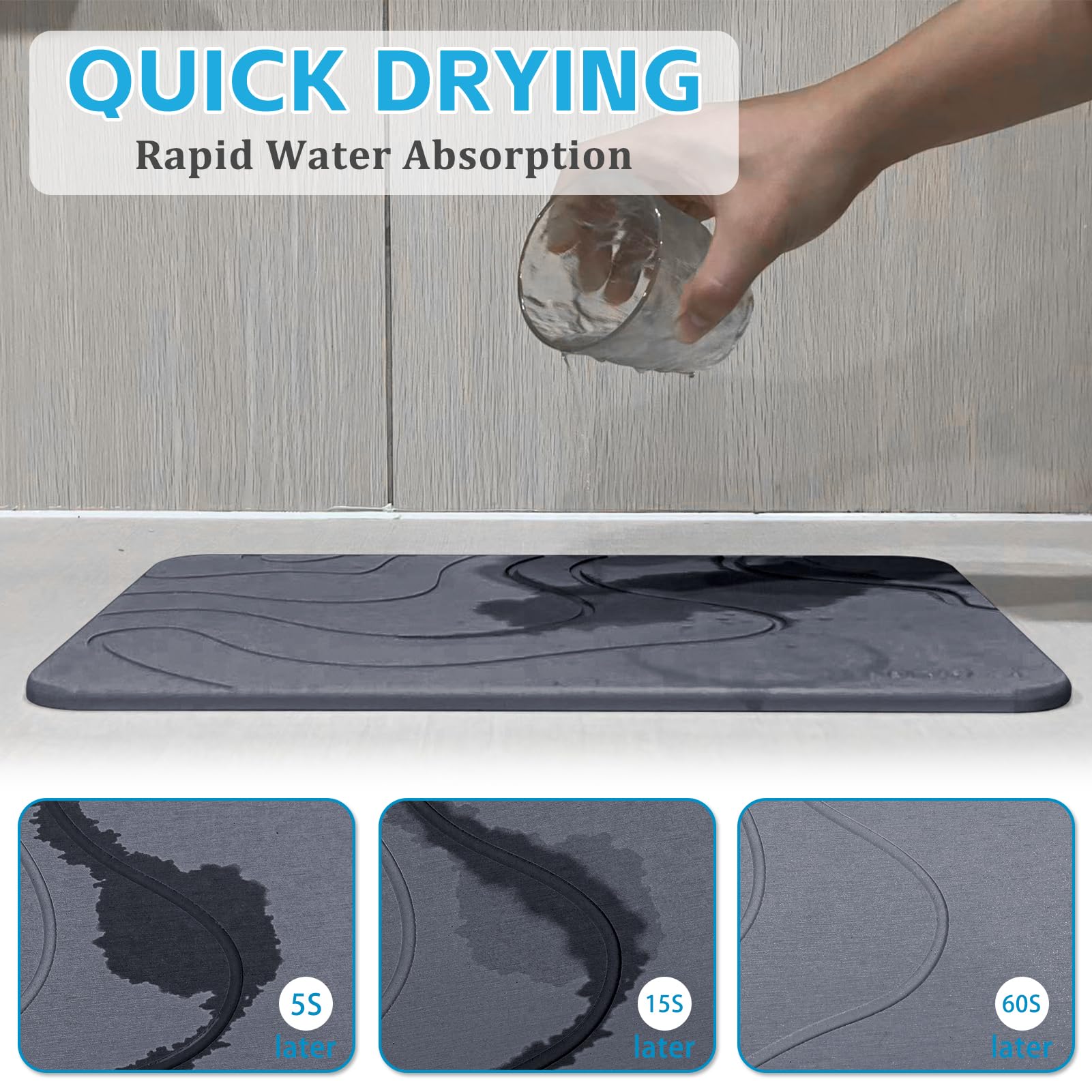 Stone Dish Drying Mat For Kitchen Counter, Quick Drying Diatomaceous Earth Stone Mat, UltraÂ