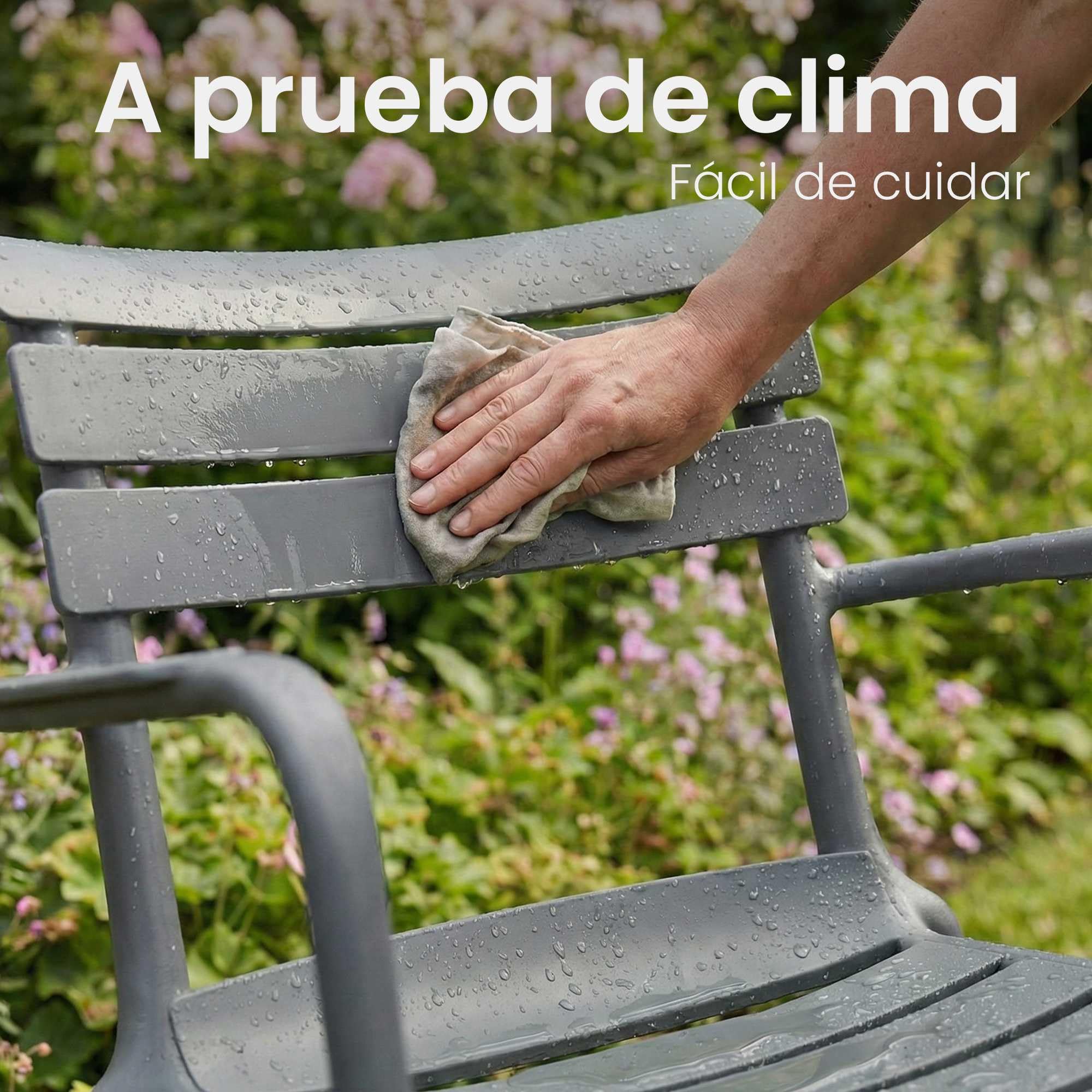 CLP Silla de Jardin apilable con reposabrazos Joliya, Silla de Exterior de Polipropileno Resistente a la Intemperie y a los Rayos UV Color:Gris Oscuro