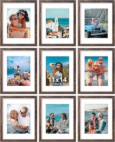 Vista 63 de Vittanly - Juego de 9 portarretratos, plexiglás resistente a rupturas, exhibe fotos de 12 x 12 pulgadas o, con paspartú, de 8 x 8 pulgadas, marcos