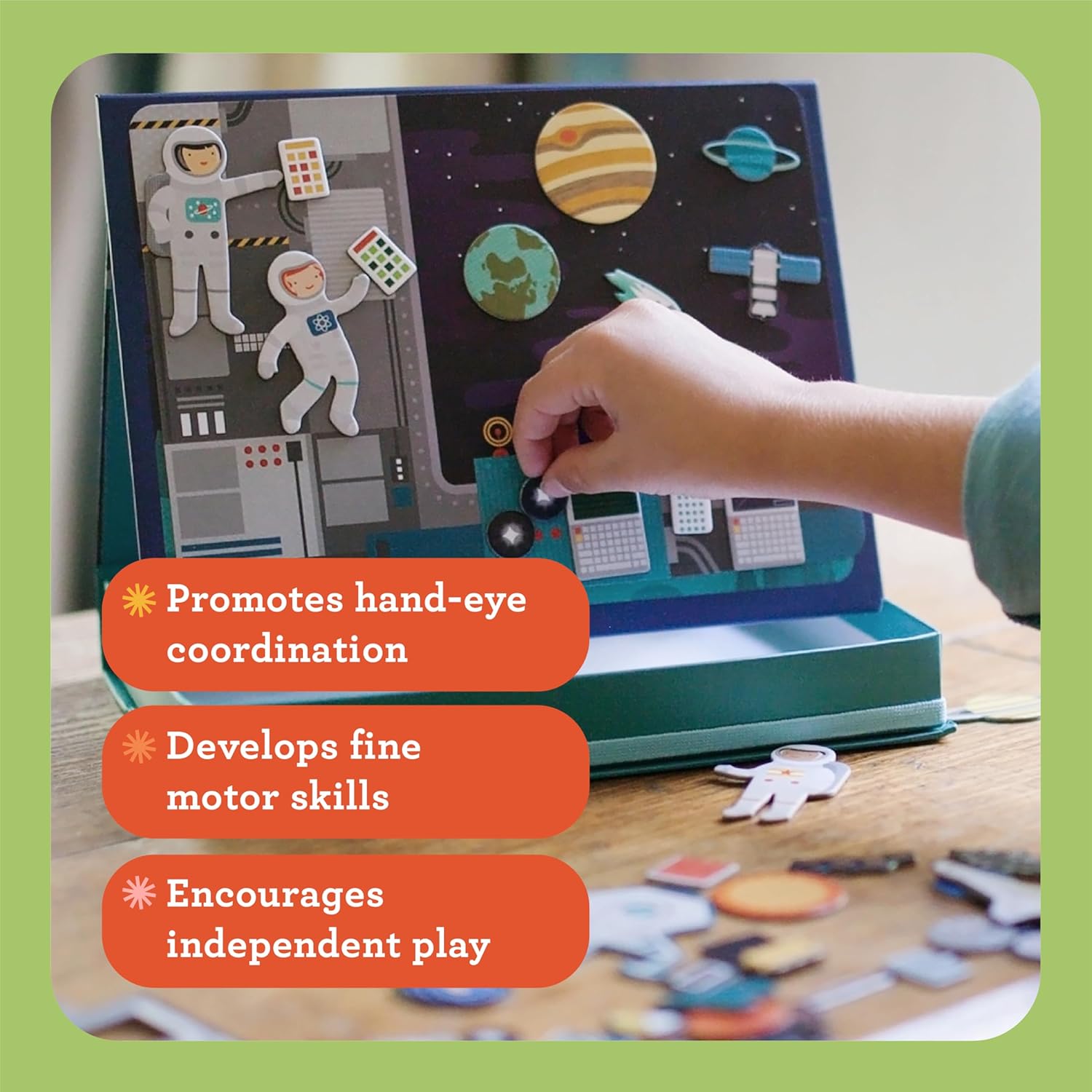 Petit Collage: Animal Friends Magnetic Game Board with Mix & Match, Ideal for Ages 3+, Includes Mag Play Scene Treehouse Party, 74 Count