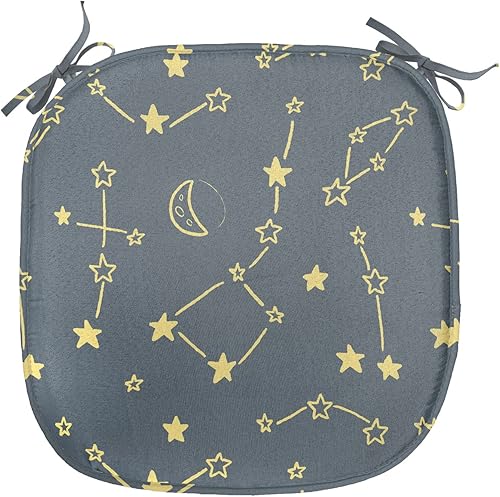 Vista 17 de Lunarable Orient - Juego de 6 cojines de asiento para silla, diseño de estrellas marroquíes, espirales y curvas abstractas, ilustración oriental