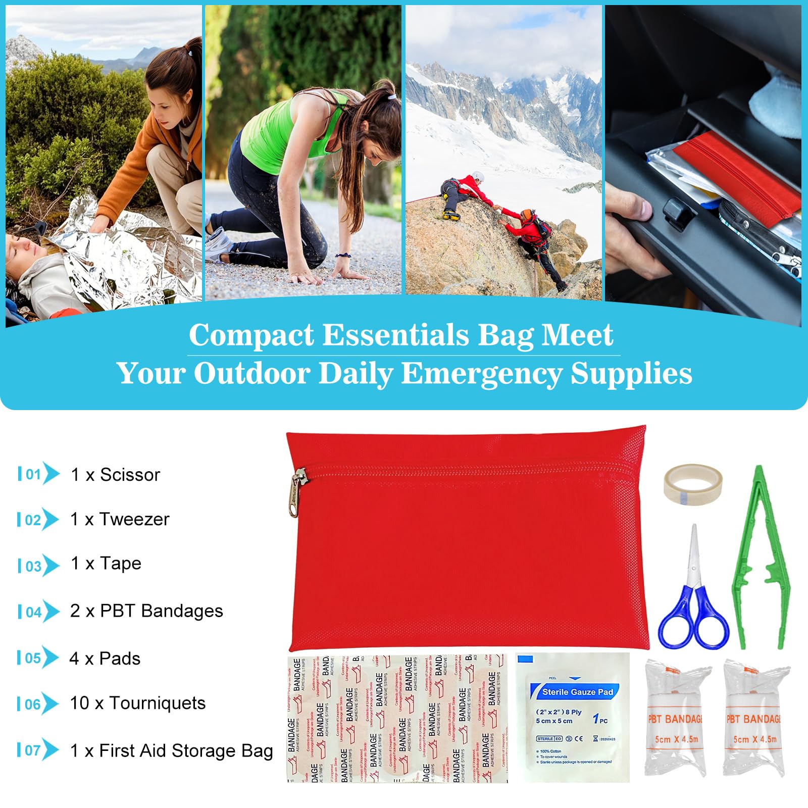 Car Emergency Roadside Tool kit,Road Side Safety Assistance Kit for Women Men Adult,Auto Truck Vehicle Emergency Bag with Shovel Jumper Cable First Aid Kit