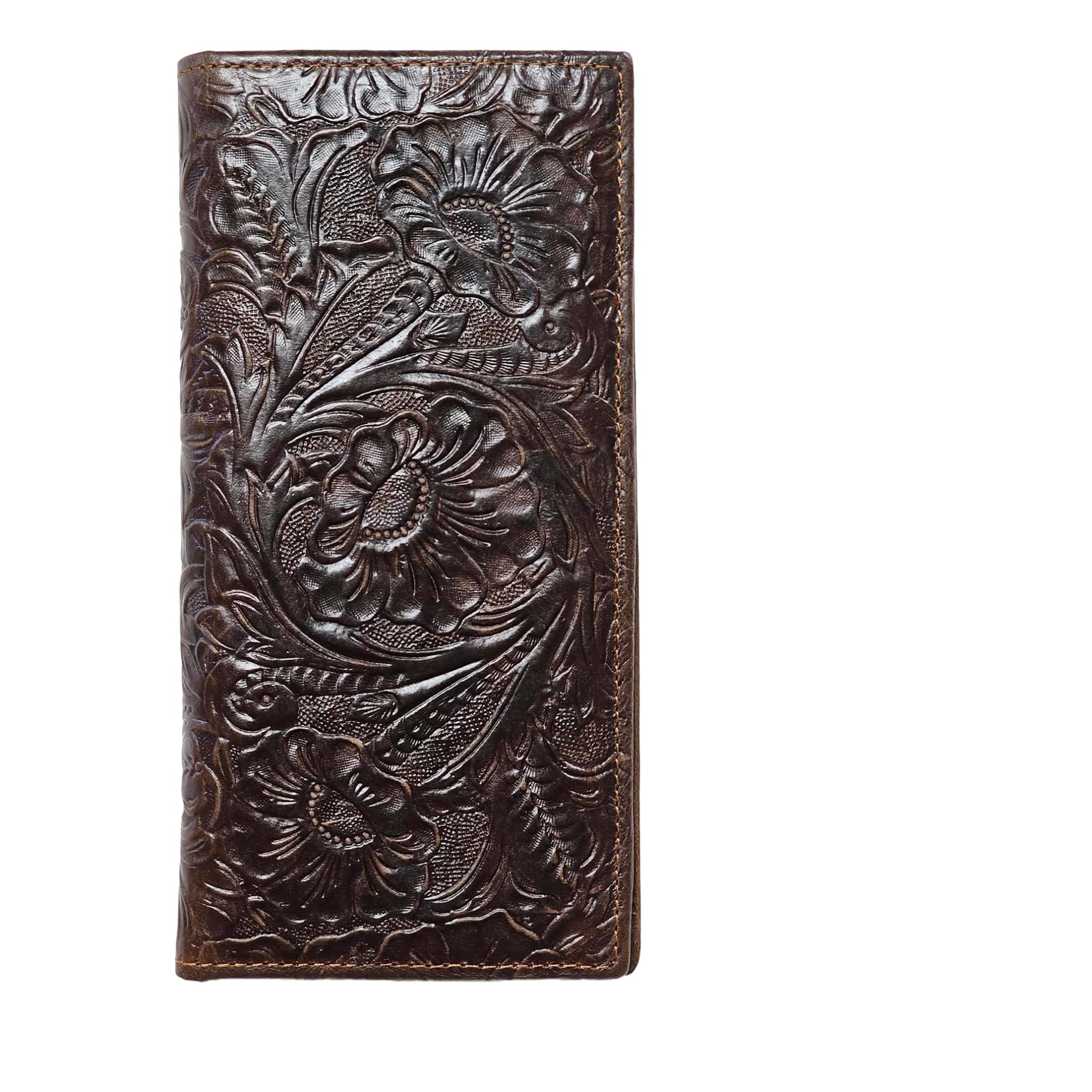 AurexaFashion Genuine Leather Bifold Long Wallet for Men, Retro Vintage Embossed Clutch with Zipped Coin purse & Credit card Slots. RFID Blocking.