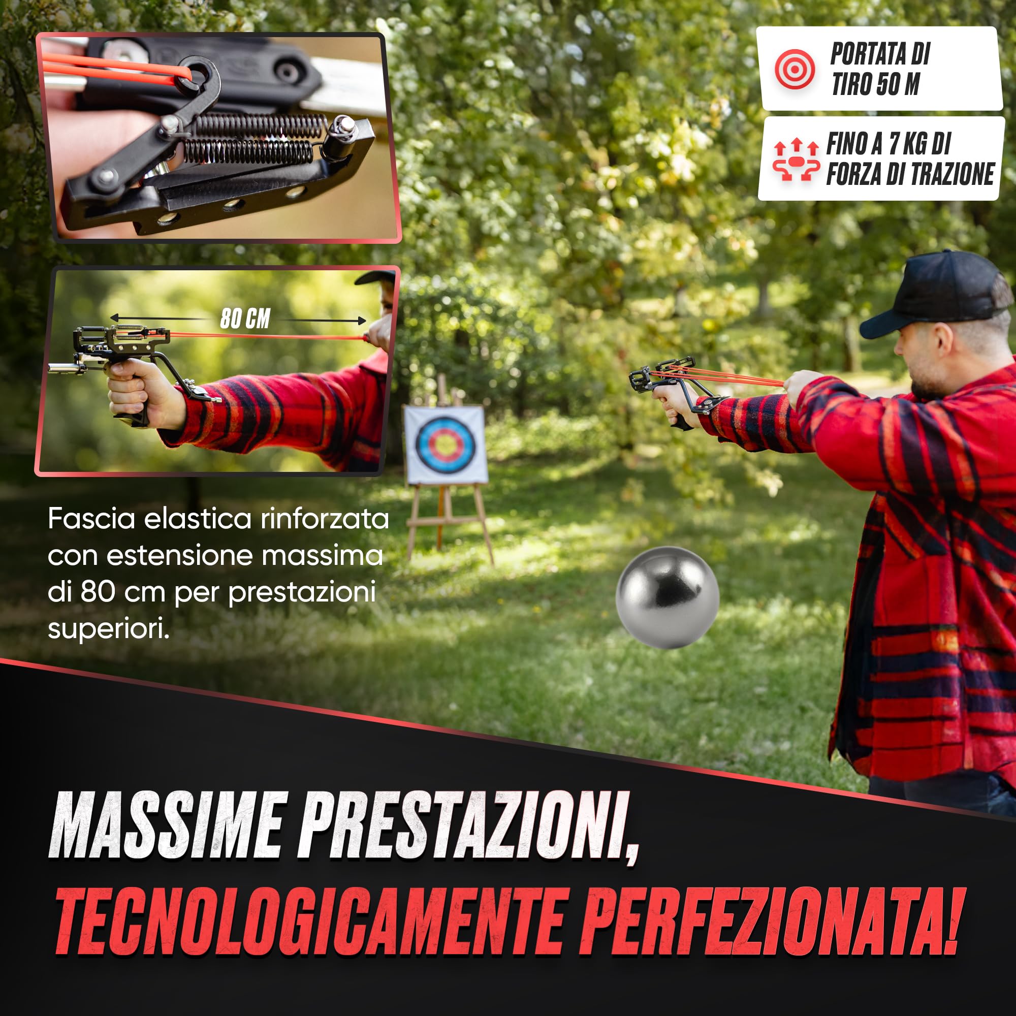 Set Completo da Caccia Professionale da Tiro - Kit Sportivo di Precisione con Accessori - Gioco all'aperto tiro a Segno - Elastico Rinforzato