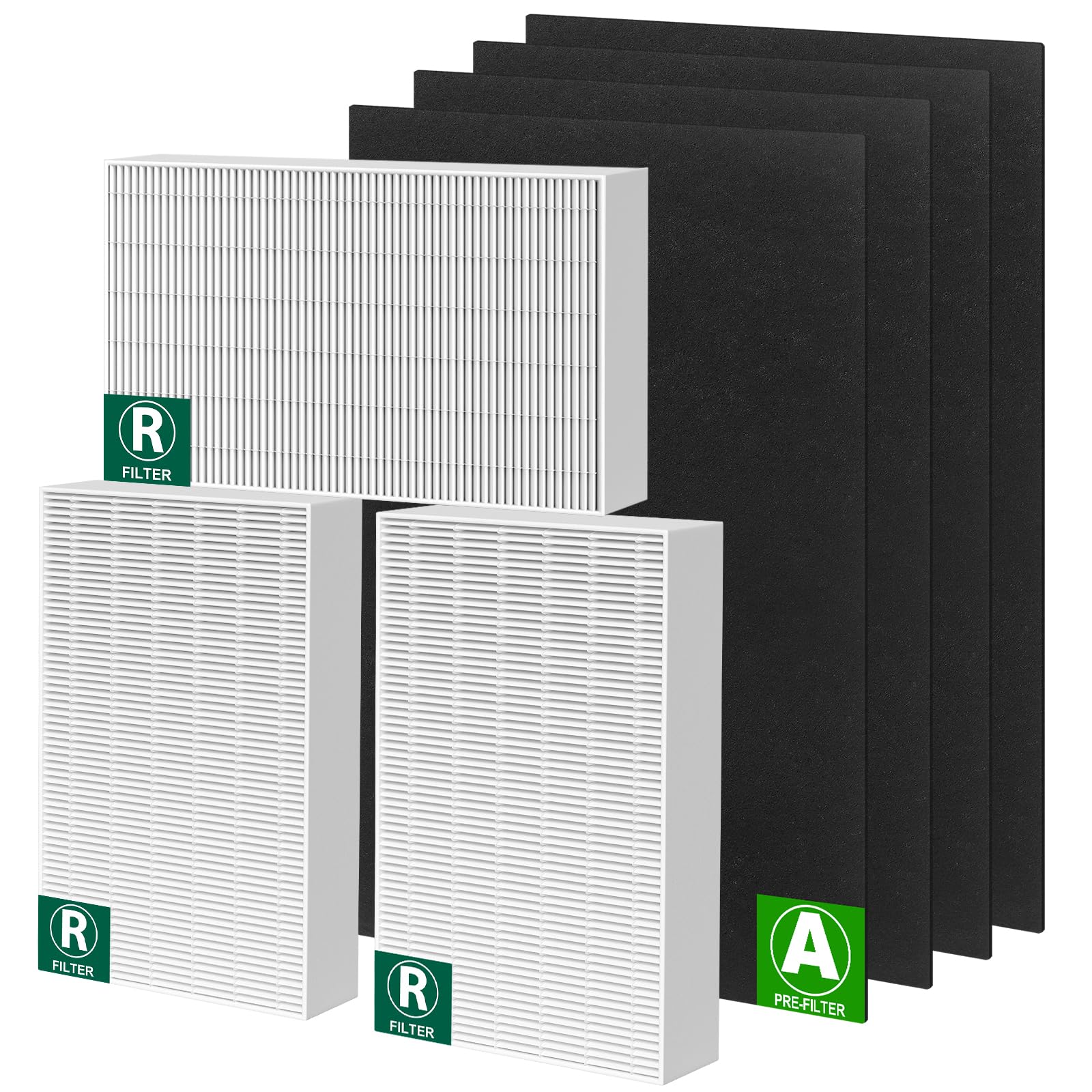 Filtro HEPA HPA300 R de repuesto para filtros purificadores de aire Honeywell HPA300 compatibles con HPA300, HRF-R3, HRF-R2, HRF-R1, 3 filtros HEPA R + 4 prefiltros de carbón activado A