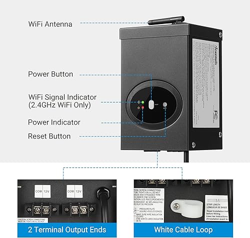 Miniatura 6 de DEWENWILS Transformador inteligente de paisaje de bajo voltaje y luces LED de paisaje al aire libre de 14W