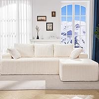 Vista 37 de Sofá modular en forma de L, de 3 asientos, espuma viscoelástica, para sala de estar, sofá estilo nube con diván, de gran tamaño, blanco, cuadros