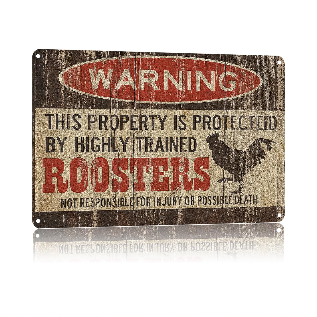 KWQDOZF Funny Metal Signs Posters Funny Rooster Warning Sign Wall Art for Yard Outdoor Lawn Garden Home Decor 8X12inch
