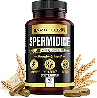 Vista 1 de Earth Elixir Spermidine Supplements 1200mg (90 Capsules) – Anti Aging - 3rd Party Tested (12mg Spermidine Powder) Max Purity - 100% Pure