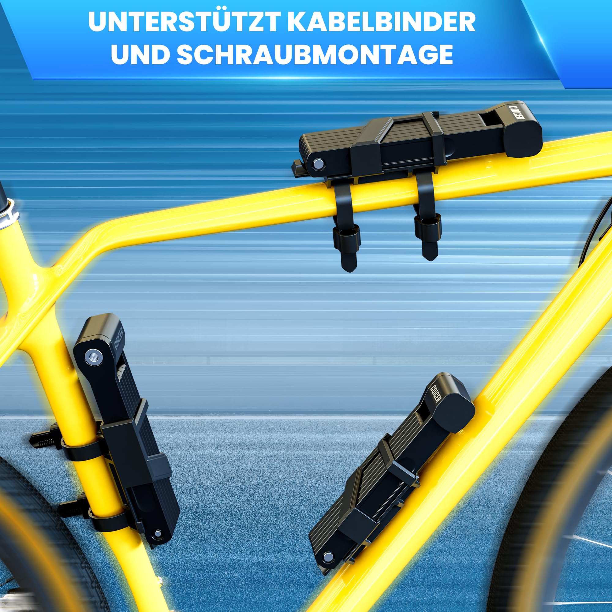 COICER Lucchetto pieghevole per bicicletta 85 cm con 3 chiavi, serratura pieghevole per scooter elettrici, bicicletta e moto, lucchetto per bicicletta ad alta sicurezza con supporto – Bike Lock, nero