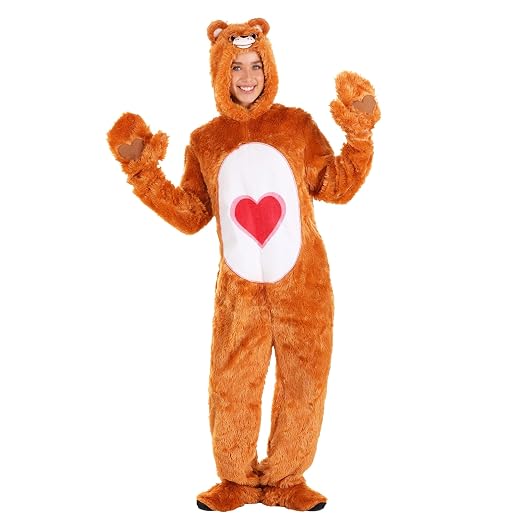 Care Bears Classic Tenderheart Bear Halloween Costume for Adults | Mascot Jumpsuit | 80s TV Character