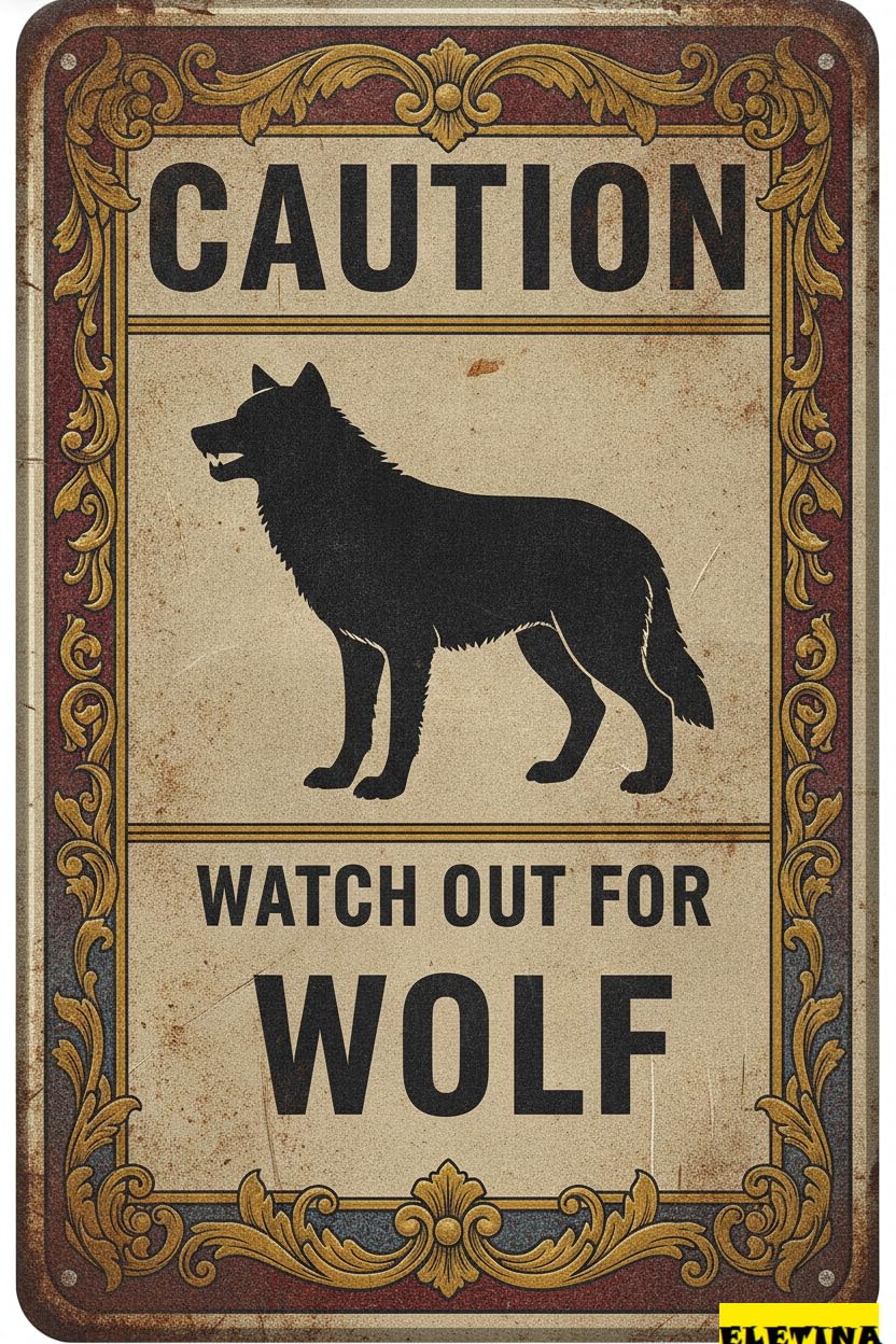 Tin Sign for Man Cave Caution Watch Out Wolf You Have Been Warned Aluminum Metal Tin S Door Warning Zoo Fence Gate Yard Home Wall Decor 8x12 Inch Private Property Decorative