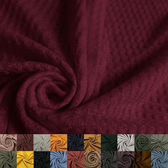59" Wide Rayon Spandex Waffle Open Knit Fabric - 210 GSM, 2-Way Stretch, Breathable, Medium Weight - by The Yard for Sewing, Apparel, Maternity, Crafts & DIY