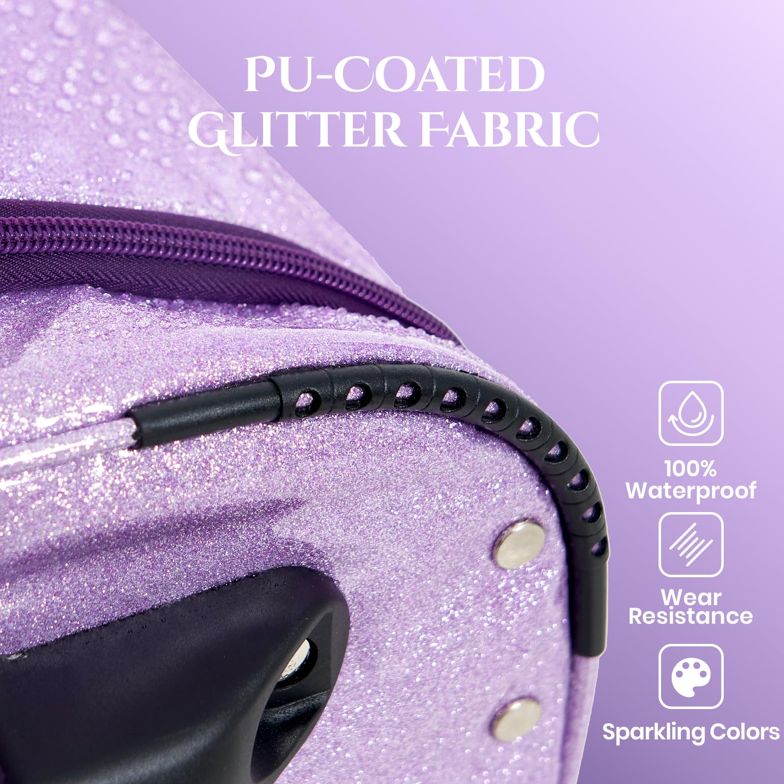 Fanwoli Tanztasche mit Kleiderständer, 58,4 cm, glitzernder, wasserdichter Stoff und verbessertes stabiles System, Shine-Bright Kollektion, ideale Wettkampftasche für Tänzer, Athleten, Cheerleader