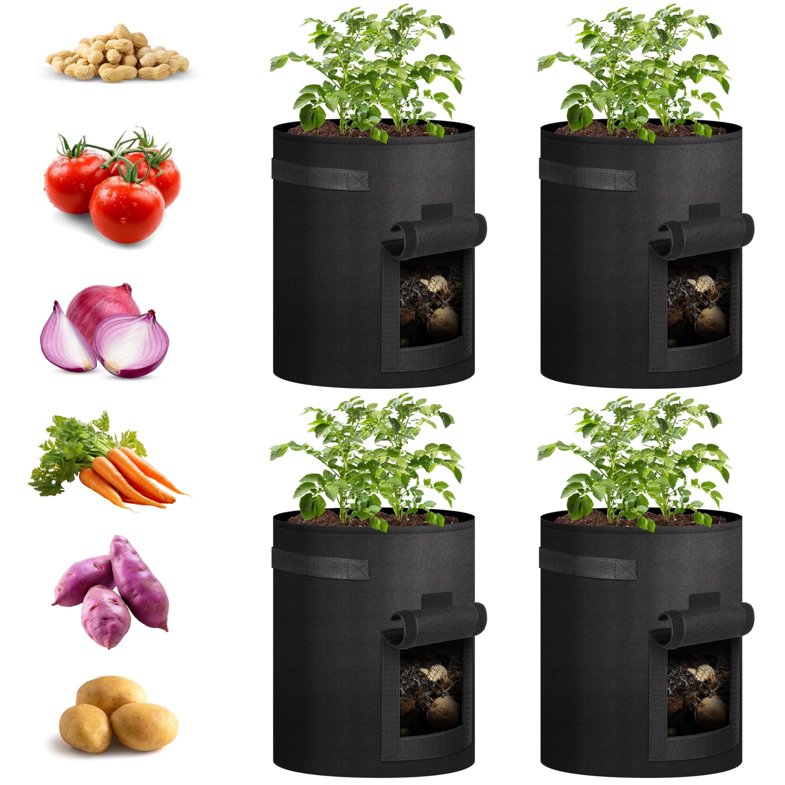 Sac de culture de pommes de terre iPower lot de 4 pour planter sans jardin en grand pot