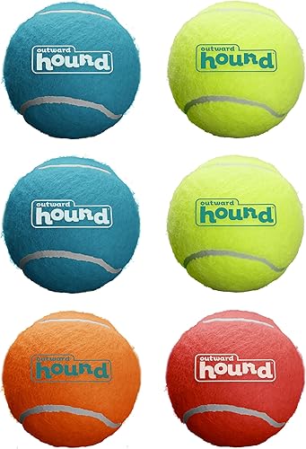 Outward Hound Squeaker Ballz - Paquete de 8 pelotas de tenis para perros con chirriador, juego interactivo para mascotas de menos de 25 libras,