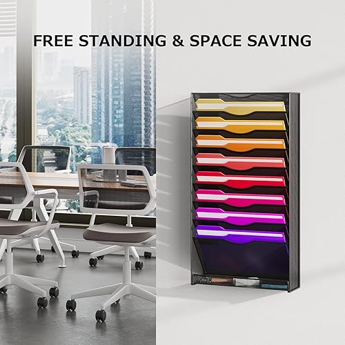 Miniatura 7 de GoldOrcle Organizador de archivos de pared colgante de 10 niveles, soporte de archivos montado en la pared, organizador de pared de documentos para