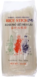 Three Ladies Brand Rice Sticks 14 oz - Authentic Vietnamese Rice Noodles for Spring Rolls & Pho