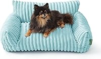 Vista 9 de Lindo sofá cama para mascotas, sofá de apoyo para gatos de interior, sofá cama para perros pequeños para perros pequeños, crema, 24 pulgadas