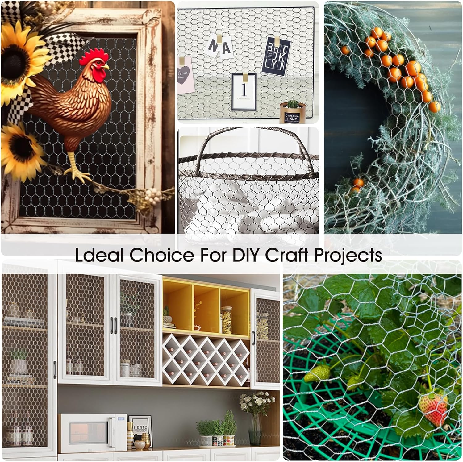 Chicken Wire Fencing, 24 Rifny 16.5 Inch x 40 Feet Chicken Wire Mesh Roll for Garden Plants, 0.6 Inch Mesh Hexagonal Galvanized Metal Poultry Wire Netting for Chicken Coop Rabbit Dogs Barrier