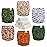 Mama Koala 3.0 Cloth Diapers for Babies with Suede Cloth Lining, 6 Pack with 6 Natural Diaper Inserts - Reusable Pocket Diapers (Neutral Leaves)