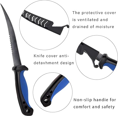 Miniatura 4 de PAUL MAIER Juego de 3 piezas de limpieza de pescado incluye cuchillos de filete para pescado guantes anticorte cepillo limpiador de escamas de