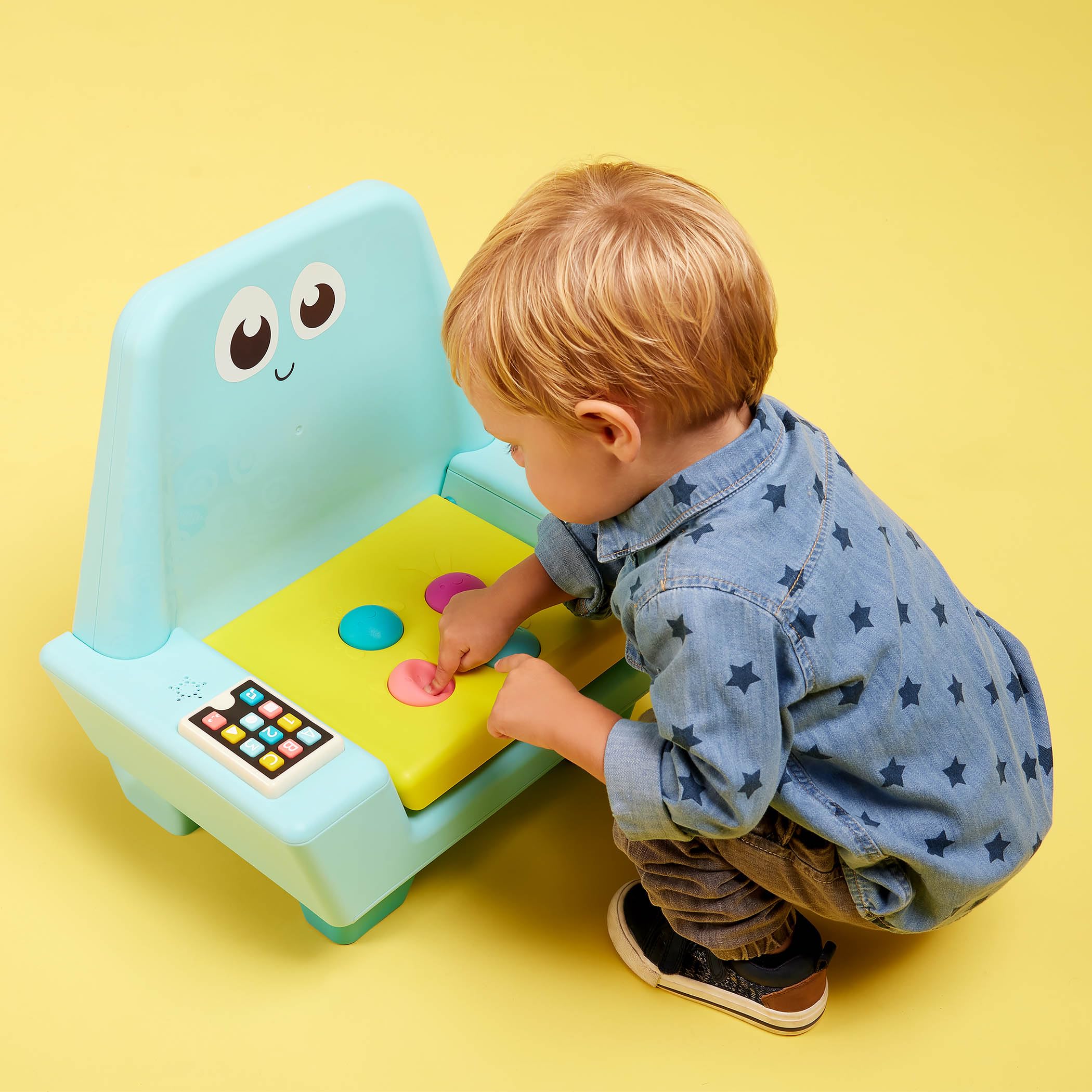 B. toys- B. play- Interactive Musical Chair- Little Learners- Developmental Toy for Kids- Toddler Chair with Light-Up Tablet & Activities – Music, Sounds, Lights, Buttons, Storage- 12 Months +