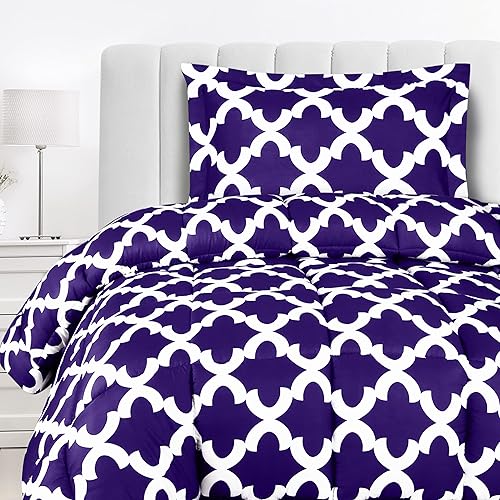 Utopia Bedding Twin Comforter Set Kids (Purple) with 1 Pillow Sham - Bedding Comforter Sets - Down Alternative Comforter - Soft and Comfortable - Machine Washable