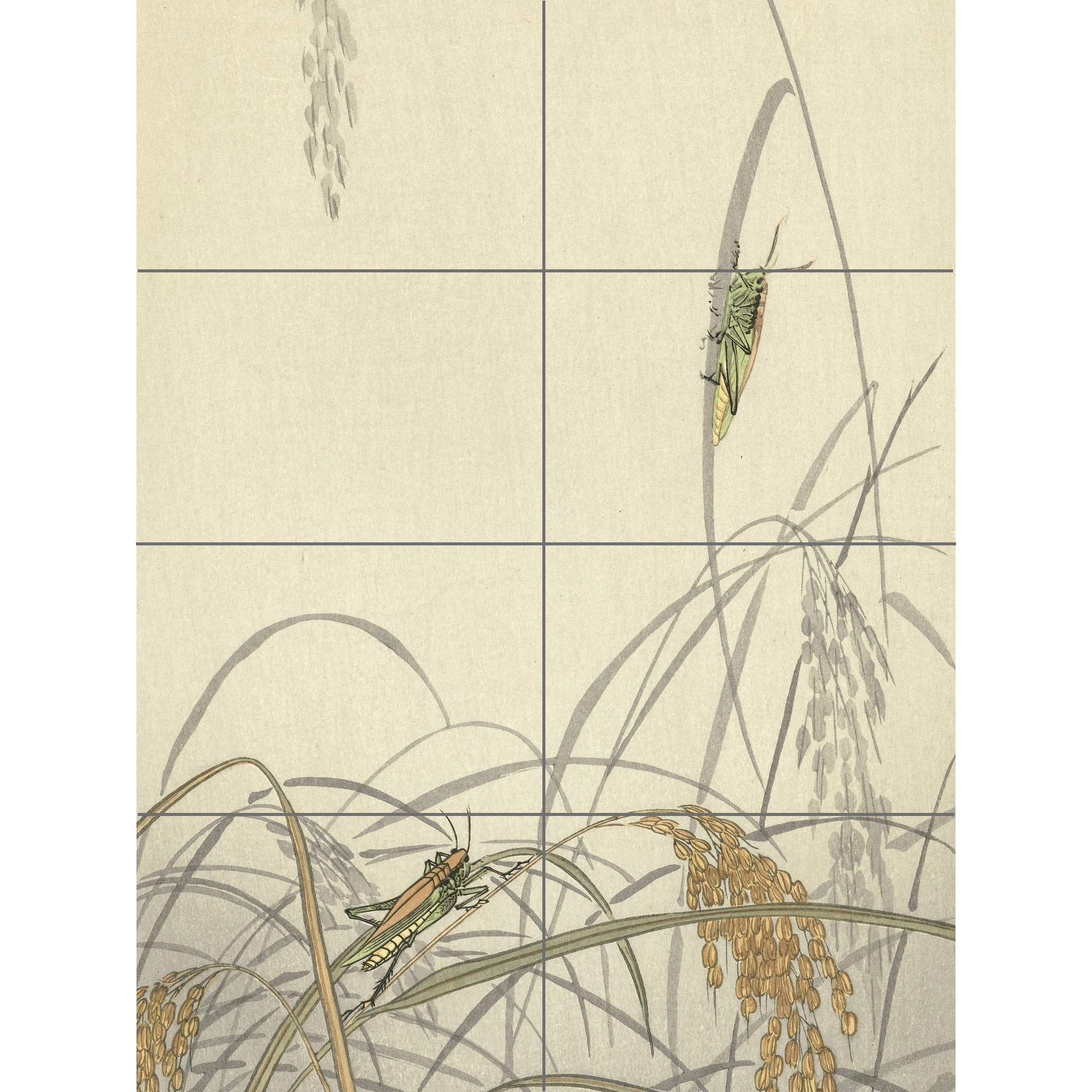 Artery8 Ohara Koson Grasshoppers On Rice Plants Painting XL Giant Panel Poster (8 Sections)