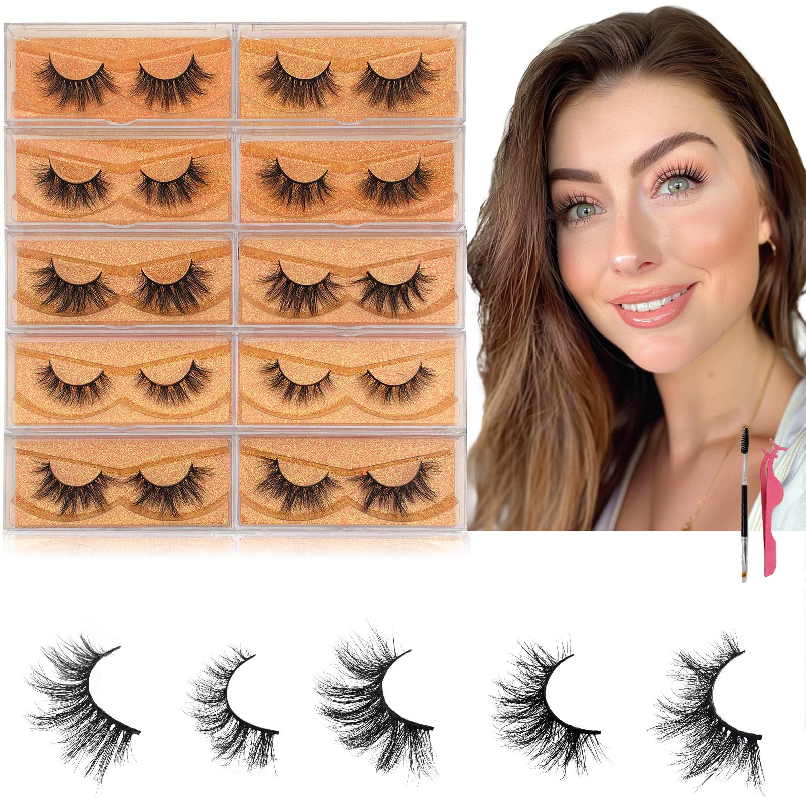 GOO GOO Mink Eyelashes Daily Type Lashes 10mm to 18mm 5 Styles 10 pairs Multipack 3D Mink Lashes